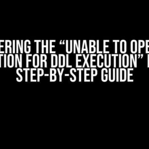 Conquering the “Unable to open JDBC Connection for DDL execution” Error: A Step-by-Step Guide